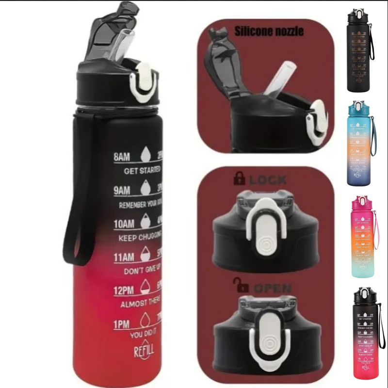 Outdoor Adventure And Sports - 750ml Sportwaterfles met tijdregistratie, lekvrije rietjesdop