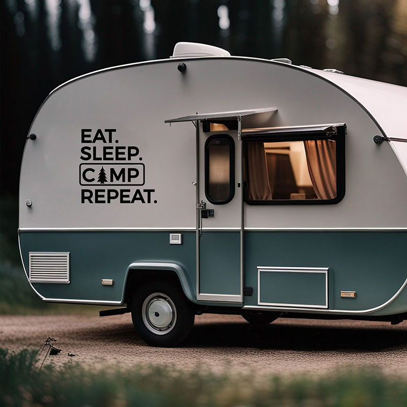 Eat Sleep Camp Repeat sticker  - Outdoor Adventure Quotes recensie en prijs